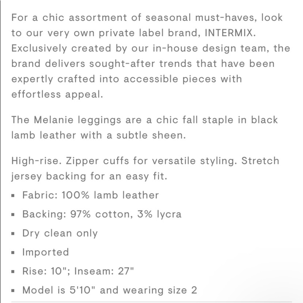 ❌ SOLD❌ INTERMIX LEATHER PANTS - Picture 7 of 7